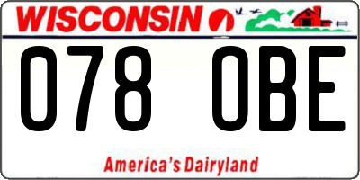 WI license plate 078OBE
