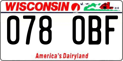 WI license plate 078OBF