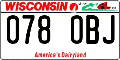 WI license plate 078OBJ