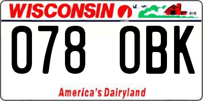 WI license plate 078OBK