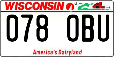 WI license plate 078OBU