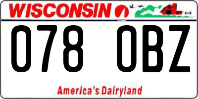 WI license plate 078OBZ