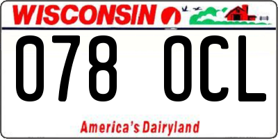 WI license plate 078OCL