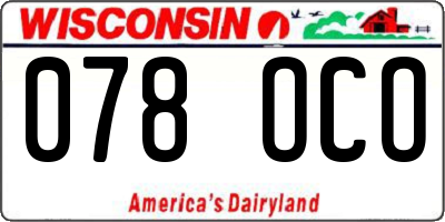 WI license plate 078OCO