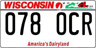 WI license plate 078OCR