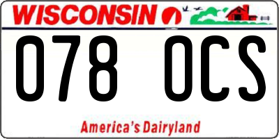 WI license plate 078OCS