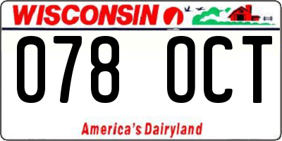 WI license plate 078OCT