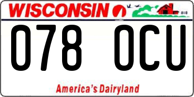 WI license plate 078OCU