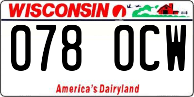 WI license plate 078OCW