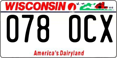 WI license plate 078OCX