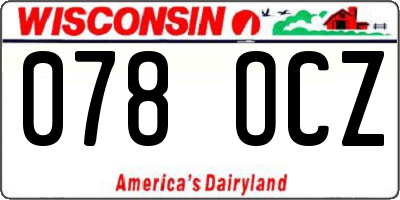 WI license plate 078OCZ