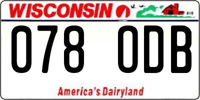 WI license plate 078ODB