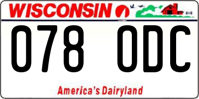 WI license plate 078ODC