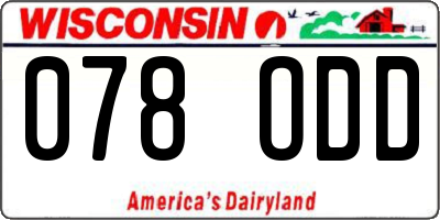 WI license plate 078ODD