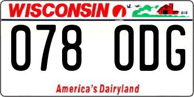 WI license plate 078ODG