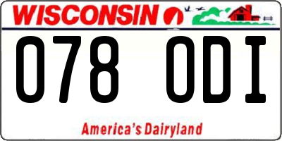 WI license plate 078ODI
