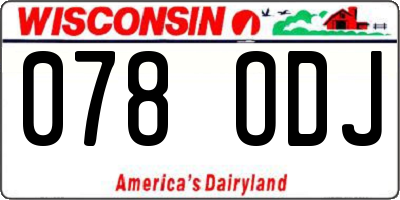 WI license plate 078ODJ