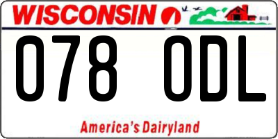 WI license plate 078ODL