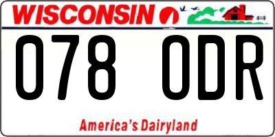 WI license plate 078ODR