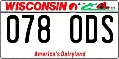 WI license plate 078ODS