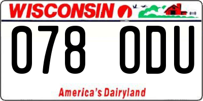 WI license plate 078ODU