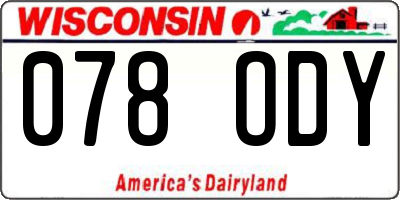 WI license plate 078ODY