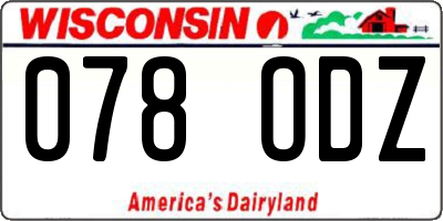 WI license plate 078ODZ