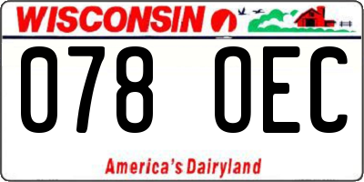 WI license plate 078OEC