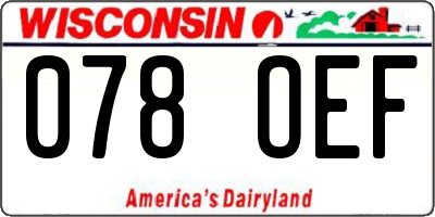 WI license plate 078OEF