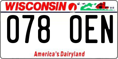 WI license plate 078OEN