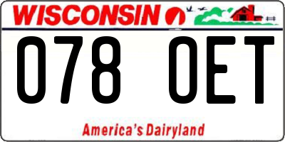 WI license plate 078OET