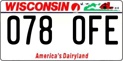 WI license plate 078OFE