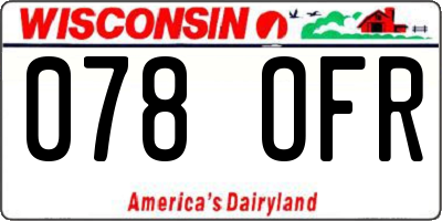 WI license plate 078OFR