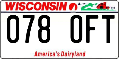 WI license plate 078OFT