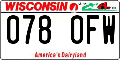 WI license plate 078OFW