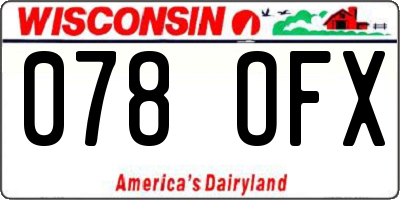 WI license plate 078OFX