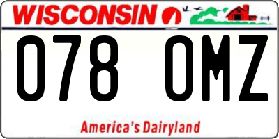WI license plate 078OMZ