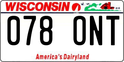 WI license plate 078ONT