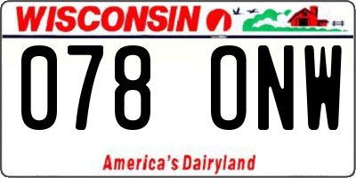 WI license plate 078ONW