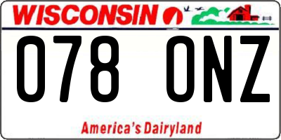 WI license plate 078ONZ