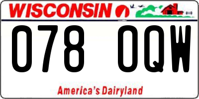 WI license plate 078OQW