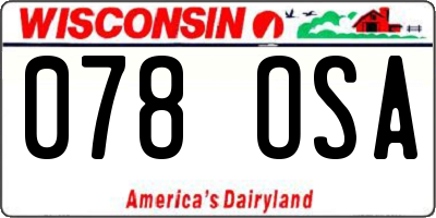 WI license plate 078OSA