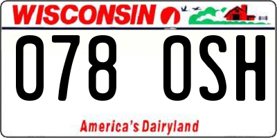 WI license plate 078OSH
