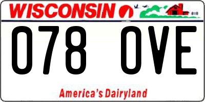 WI license plate 078OVE