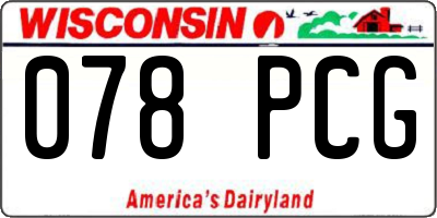 WI license plate 078PCG