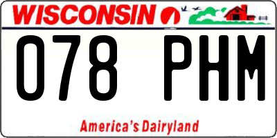 WI license plate 078PHM