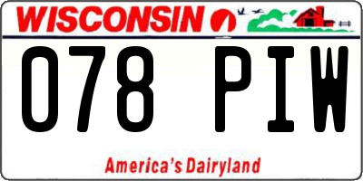 WI license plate 078PIW