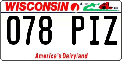 WI license plate 078PIZ