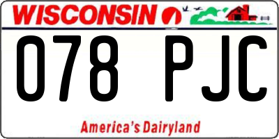 WI license plate 078PJC