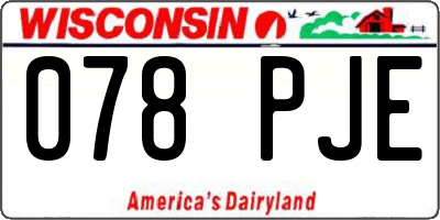 WI license plate 078PJE
